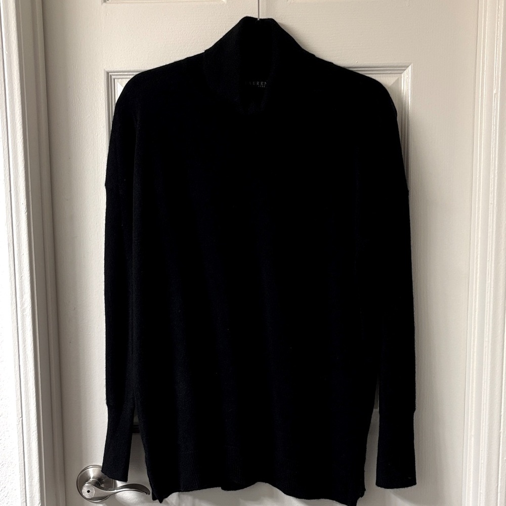 Lauren by Ralph Lauren Women’s Black Cashmere Turtleneck Sweater